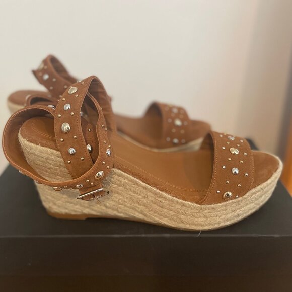 NWT Maje Studded suede espadrille wedge sandals - Picture 1 of 6